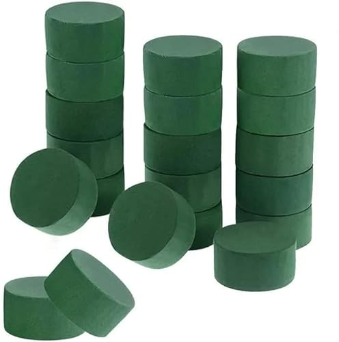 Générique Oasis Cylindres Mousse Florale Humide Verte pour Compositions Fleurs Artificielles Fleurs Fraîches/Diamètre 8cm x 5cm / (16)