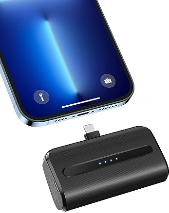 LVFAN Mini Powerbank for iPhone, 6600mAh Tragbares Ladegerät Mit Light-ning Port, Externe Handyakkus Portable Charger für iPhone 14/13/12/11/XR/XS/X/SE/8/7/6 und Airpods iPod - Schwarz