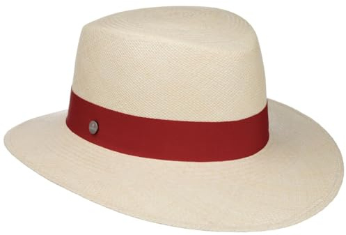 LIERYS Laurena Bright Panamahut Strohhut UV-Schutz 50+ Damen Frühling Sommer Natur-rot M (57-58 cm)