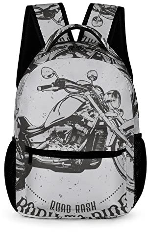 Lurnise Rucksäcke Retro Motorrad Schultertaschen Tägliche Tasche Sport Rucksack Für Reisen Einkaufen Wandern