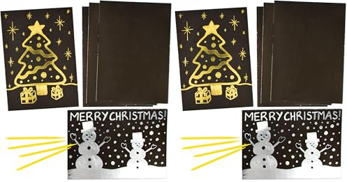 Baker Ross AF724 Gold- und Silberbögen für Kinder, Weihnachts-Kratzpapier, Kunst und Handwerk, Schwarz, 8 Stück (Packung mit 2)