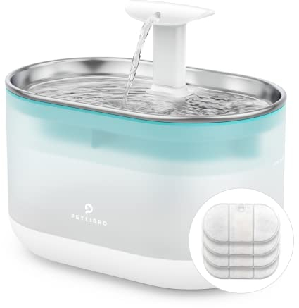 PETLIBRO - Fuente de agua para gatos, 2,1 L, fuente de gato, ultra-Silenciosa, 4 filtros y 4 esponjas, dispensador de agua y gato, dos modos de flujo, fuente de animales sin BPA, nivel de agua visible