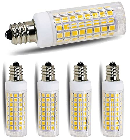 Da FENG E11 led Bulb 75w 100w Halogen Bulbs Replacement, JD T4 e11 Mini Candelabra Base 110V 120V 130 Voltage Input Light Bulbs, Daylight White 6000K Pack of 4