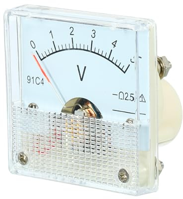 YOKIVE Analogico Pannello 91C4 CC 0-5V Trasparente Bianco Rettangolo | Ottimo per Circuito Test Misurazione Attrezzatura, Volt Misuratore Manometro, Voltmetro