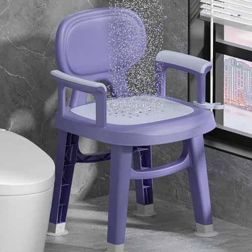 MegLob Duschstuhl Mit Breiterem 44 -Cm -Sitz, Duschhocker -Sitz Mit Abnehmbarem Sessel, Leichte Badezimmerbank Mit Saugfüßen, Nicht Schlechter Badebank, 330 Lbs Kapazität, Mit Duschclip,Lila
