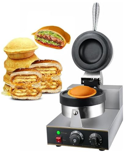 Cashwise Fabricante de Waffle de Hamburguesas comerciales, máquina de Fabricantes de Hamburguesas antiadherentes de Acero Inoxidable de 1300W, Control de Tiempo de Tiempo y Temperatura, máquina