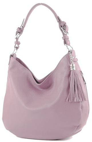 modamoda de - T200 - ital. Borsa a tracolla da donna in pelle, lilla., m