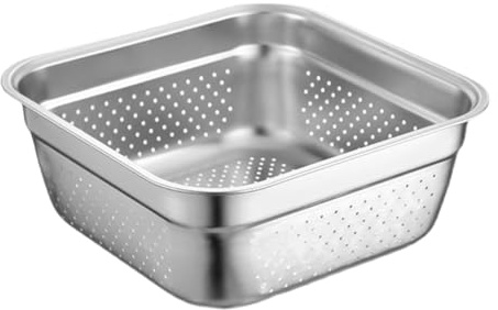 Cabilock Küchensieb, Edelstahl, feinmaschiges Sieb, Schüssel, quadratisch, Obstbehälter, Gemüse, Abtropfkorb, Nudeln, Reis, Lebensmittel, Abtropfschale, Sieb, mikroperforiertes Waschbecken, 30 cm
