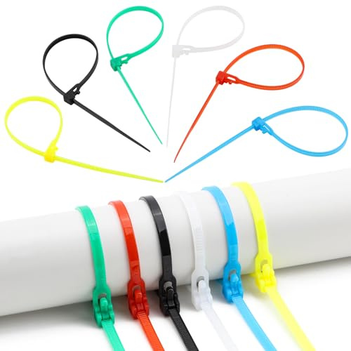 100Pcs Colored Cable Ties 8 Nylon Colorful Zip Ties Multi Color Tie Wraps,Reusable Small Cable Tie Self-Locking Coloured Plastic Tie for Securing Garden Plant Vine Organize Data Cable Garage Kitchen