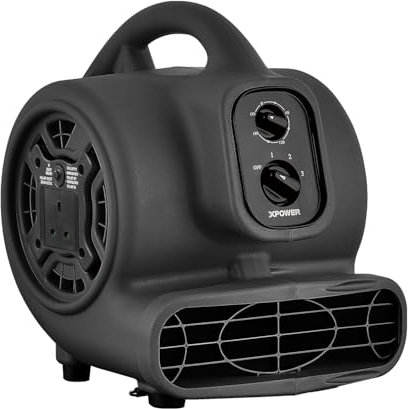 XPower P-230AT Mini Mighty Centrifugal Air Mover Carpet Dryer Floor Fan Blower Stackable Daisy Chain for Water Damage Restoration Janitorial Plumbing Home Use