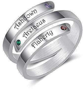 Grovjewfit Damen Ring Personalisierter Mit Namen Geburtsstein Offener Ring Verstellbar Ringe Edelstahl Frauen Weihnachten Jahrstag Geschenke Für Freundin Mutter Ehefrau