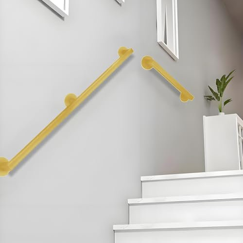 Goldmatte Metallhandläufe für Treppen, Wandmontage, modernes Treppengeländer, schmiedeeiserne Dekoration, Rutschfester Haltegriff – Komplettset(100cm)