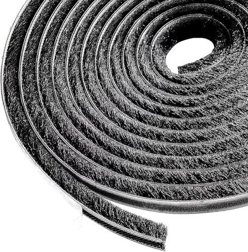 Lamondre Burlete de 5 metros para puertas, ventanas, burlete adhesivo, burlete para puerta, ventana, armario, fieltro de alta densidad, 9 mm de ancho x 5 mm de alto, color negro
