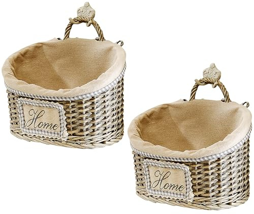 Kobolo Wandkorb Set 2er Set aus Naturweide Wanddeko Aufbewahrungskörbe