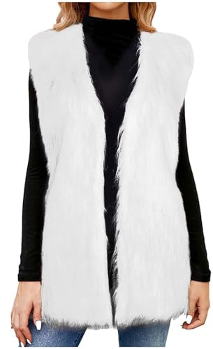 black friday angebote 2024 Kunstpelze Weste Damen Lange Fellweste Elegant Ärmellose Pelzmantel Dicke Warme Winterweste Pelzweste Faux Fur Mantel Felljacke Winter Kunstfell Jacke Pelzjacke Fellmantel