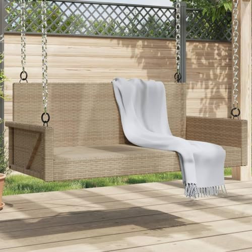 Home Garden,Schaukelbank Beige 119x56x48cm Poly Rattan