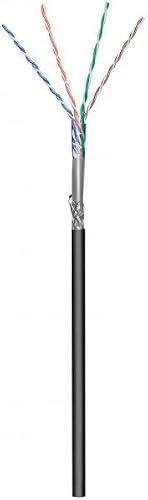 DSIT Danicom Rouleau câble rigide extérieur noir CAT6 SF/UTP CCA - 100m, POE, Ethernet, LAN, câble de raccordement, câble de données, RJ45 - pour armoire de serveur, commutateurs, routeurs, modems !