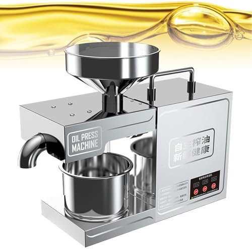 Presse à huile, extracteur d'huile automatique commercial domestique, presse à huile électrique en acier inoxydable à froid et à chaud avec écran LCD pour arachides, sésame, noix de coco, soja