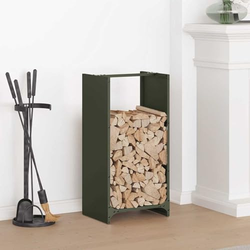 Lechnical Firewood Rack Olive Green 40x30x80 cm Cold-rolled steel-864234