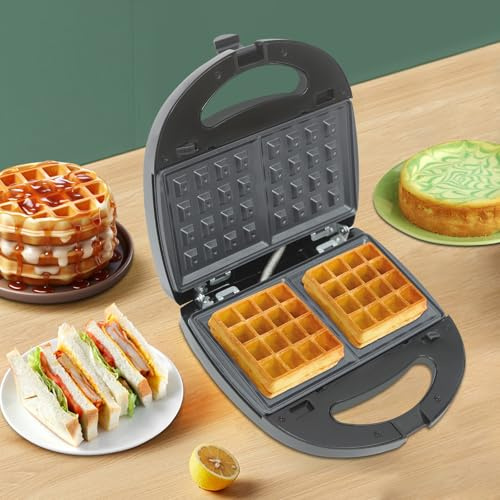 Panino 6 in 1, piastra per waffle, panetterie, griglia a contatto, griglia elettrica per waffle, tavolo multifunzione, con 6 paia di stampi per waffle, sandwich, ciambelle, ecc. 750 W