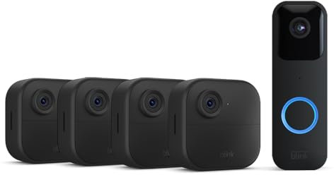 New Blink camera (Outdoor 4) + Blink doorbell (black) | Newest model | Wireless HD smart security camera, two-year battery life, enhanced motion detection, works with Alexa | 4-Camera System