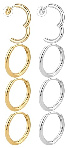 Mochity 4 par örhängen för kvinnor, örhängen örhängen i rostfritt stål, 8–20 mm Creole guldcreoler, silver dam, piercing öra smycken, 1, Rostfritt stål, Rostfritt stål