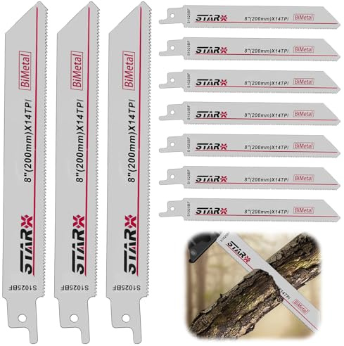 Reciprocating Saw Blades – 10PCS 200mm Reciprocating Saw Blades for Wood & Metal – Compatible with Bosch, Makita, Dewalt, Ryobi, Black & Decker Scorpion, Milwaukee & More – Durable & Precise Cutt
