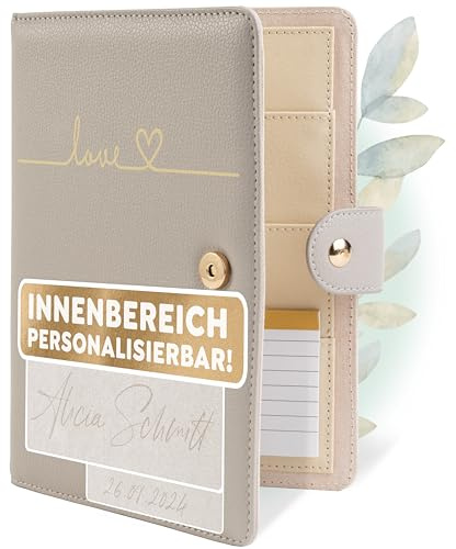 TWIVEE - Mutterpasshülle (Love - personalisiert) - Organizer mit Magnetverschluss - Deutscher Mutterpass - Mutter-Kind-Pass - Inkl. Notizblock und 8 Fächern