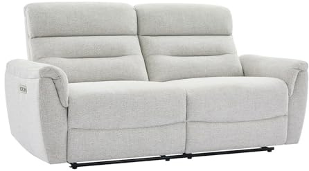 Vente-unique-Divano 3 posti relax elettrico in tessuto strutturato grigio chiaro