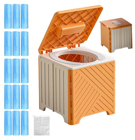 Tragbare Toilette Für Erwachsene - Toilettenstuhl für Erwachsene - Klappbar & Rutschfester Toilettensitz mit PVC Sitzpolster für Senioren Krankenhaus Outdoor Camping Reisen