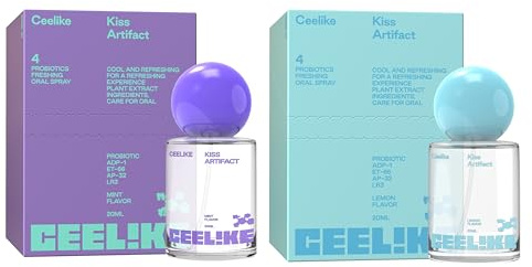 CEELIKE Oral Spray, Mint & Lemon Flavor Portable Breath Freshener, for On-the-Go Breath Refreshing, 20ml 2 Count Pack
