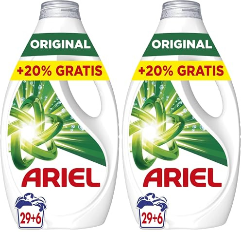 Ariel Detergente Lavadora Liquido 35 Lavados, Original, Jabon Limpieza Mejorada en Ciclos Mas Frios con la Exclusiva Tecnologia de limpieza en Frio (Paquete de 2)