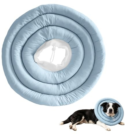 CEWROM Halskrause Hund Weich für Nacken- & Oberkörperwunden, Wasserdichter Hundekragen mit Kordelzug, OP Kragen für Große Hunde, Sichtfreundliches Elizabethanisches Halsband für Hunde (XL)