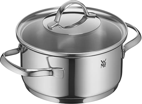 WMF Provence Plus - Olla Baja con Tapa Ø 16 cm, 1,5 L de Acero Inoxidable Sin Recubrimineto con Base Inducción