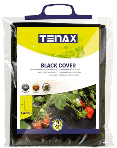TENAX Black Cover Mulchfolie 1,40x10 m Schwarz, speziell für das Mulchen im Gemüsegarten, ideal für Erdbeeren und Gemüse