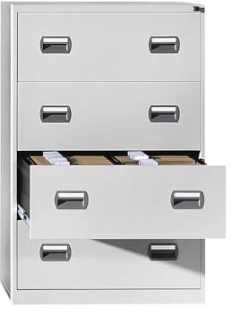 eurokraft | Hängeregistraturschrank | 2-bahnig | 4 Schübe | lichtgrau