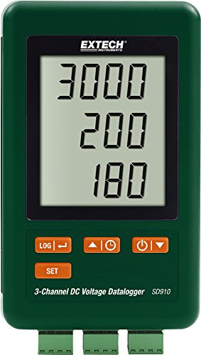 Extech SD910 3-Channel DC Voltage Data Logger, Green