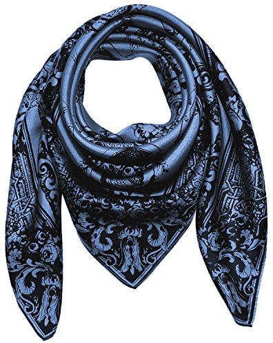 LORENZO CANA lyx dam sidenduk uppspänd tryck duk 100 % siden harmoniska färger damhandduk växelduk, mellanblå, 90 x 90 cm