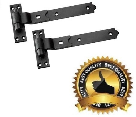 Heavy Duty Black Gate Hinges - Outdoor & Garden Gates, 250mm (10) Pair