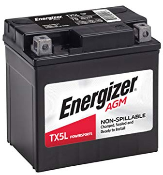 Energizer TX5L AGM Motorcycle and ATV 12V Battery, 70 Cold Cranking Amps and 4 Ahr, Replaces: YTX5L-BS and others, Black