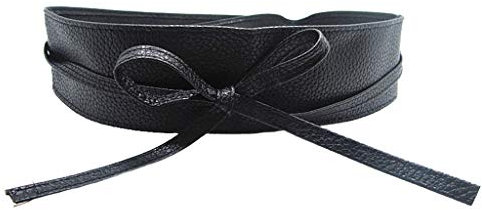 Xiang Ru Pu Leder Damen Breite Gürtel Taillengürtel Hüftgurt Wickelgürtel,220CM Länge Schwarz