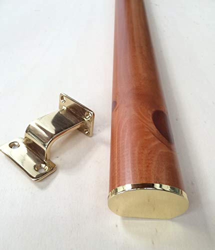 Kit corrimano art.91b pino t.ciliegio cm.300 completo di 3 supporti e 2 finali ottone lucido