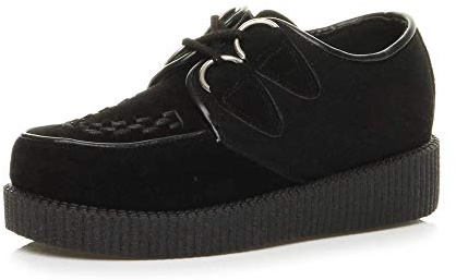 AJVANI Flatform Wedge Rockabilly Goth Brothel Creepers Platform Shoes Size 6 39 Black Suede