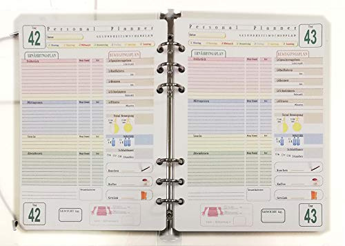 Diät & Fitness Tagebuch 100 Tage - Nachfüllung für A5 Organizer 6 Löcher - Deutsch