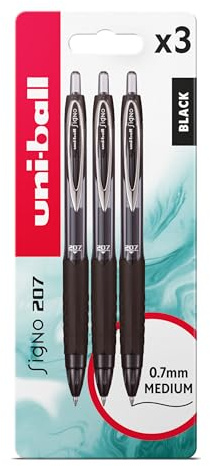 uni-ball Signo Gel Impact Pens, 0.7 mm, Black (3-Pack)