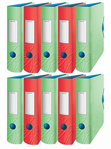 Leitz Qualitäts-Ordner 180° Active Urban Chic, A4, abgerundeter Rücken mit 82 cm Breite, Gummizugverschluss, leichter Polyfoam (sortiert, 10 Ordner/82 mm)