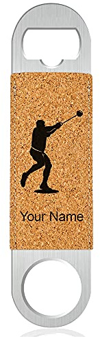 LaserGram Bottle Opener, Hammer Throw, Personalized Engraving Included (Faux Leather, Cork)