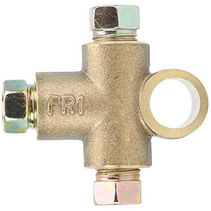 BOROCO T Hembra Invertida, T de Freno en Forma de T de 3 vías, Tubo de Latón de Metal, Ajuste en T con 3 Tuercas Macho, Unión Corta M10, Tubo de 3/16 Pulgadas, 10mm