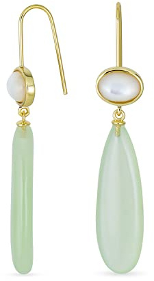 Lineal Ovalada De Forma Larga Lágrima Gota Natural De Varios Niveles De Luz Verde Nuevo Jade Serpentina Piedra Preciosa Del Partido Pendientes Colgantes Gancho De Pescado En Oro Rosa Chapado En Plata