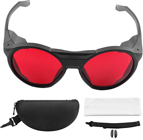 Laser-Schutzbrille, professionelle Augenschutzbrille mit 590 nm Wellenlänge, rote Linse, für Laser-Haarentfernungsbehandlung und Laser-Kosmetik-Operator mit Brillenetui, Laserschutzbrille Schutzb